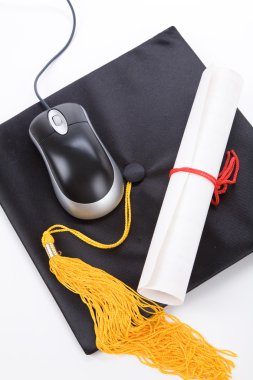 Black Mortarboard and computer mouse