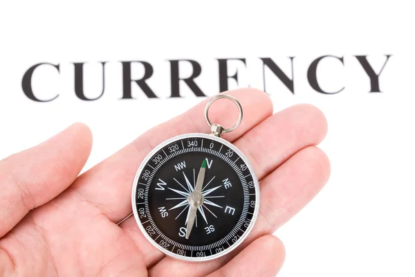 Kop valuta en kompas — Stockfoto