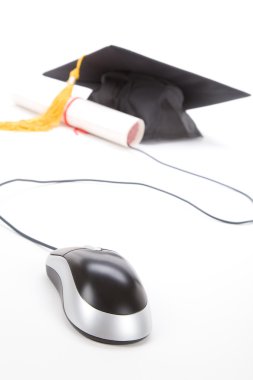 Black Mortarboard and computer mouse