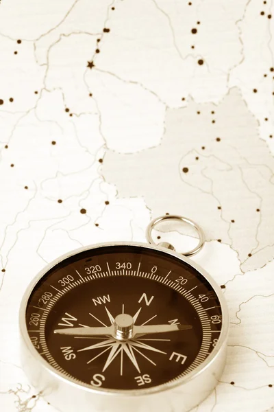 Compass and map — Stock Photo, Image