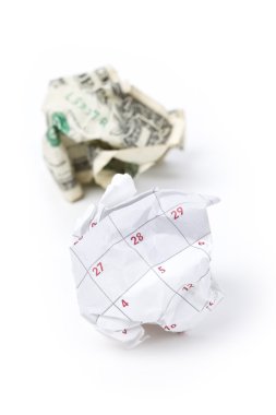 Takvim kağıt topu ve Doları