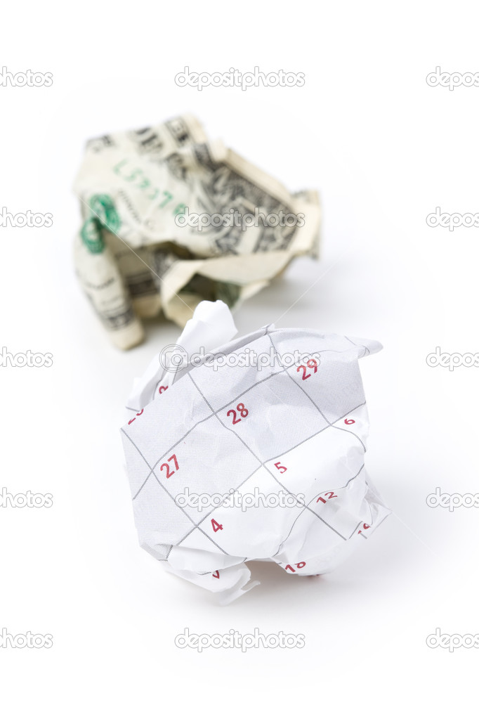 Calendar paper ball and dollar