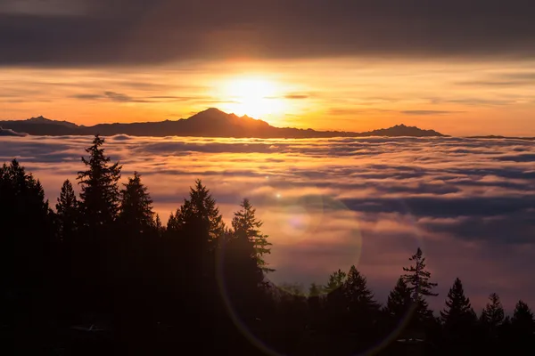 Soluppgång och mulen himmel — 图库照片