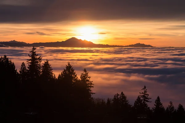 Soluppgång och mulen himmel — 图库照片