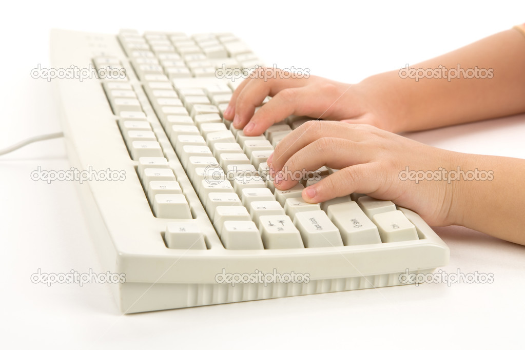 Child hand and Keyboard