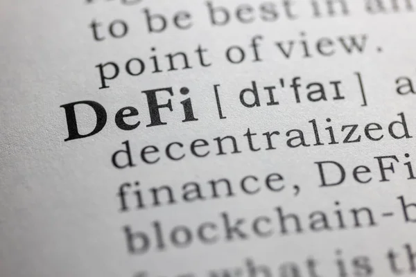 Gefälschtes Wörterbuch Wörterbuchdefinition Von Defi Dezentralisiertes Finanzwesen — Stockfoto