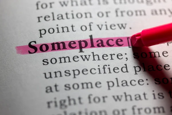 Fake Dictionary Word Dictionary Definition Someplace — Stock Photo, Image