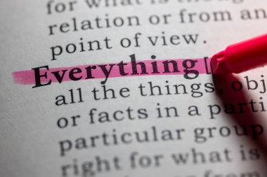 Sahte sözlük kelimesi, her şeyin sözlük tanımı