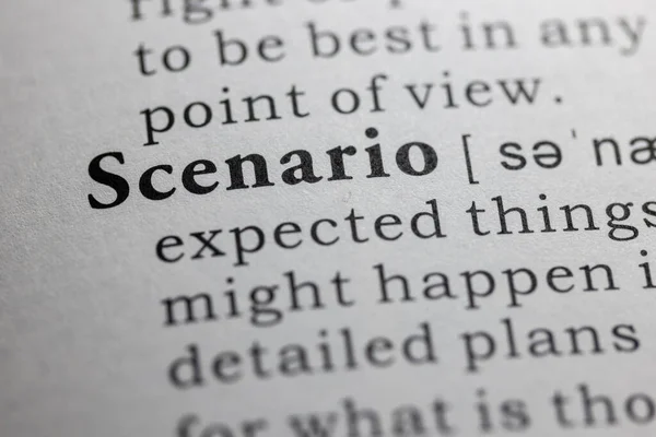 Valse Woordenboek Woord Woordenboek Definitie Van Scenario — Stockfoto