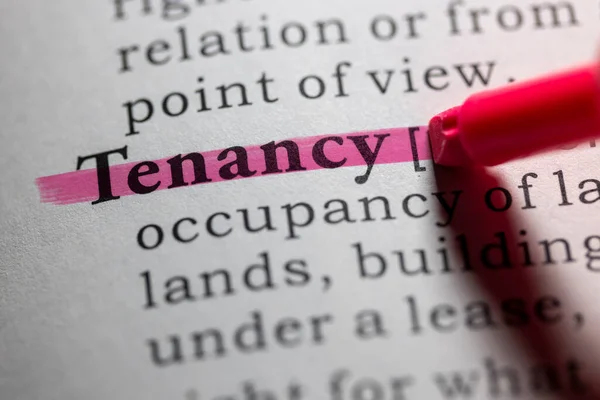 Fake Dictionary Word Dictionary Definition Tenancy — Stock Photo, Image