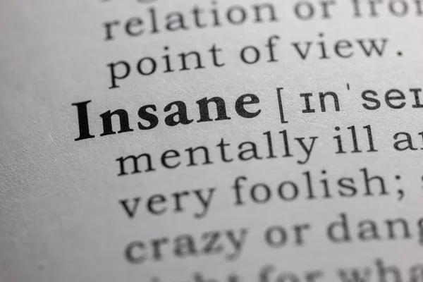 Fake Dictionary Word Dictionary Definition Insane — Stock Photo, Image