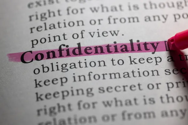 Dicionário Falso Palavra Dicionário Definição Confidencialidade — Fotografia de Stock