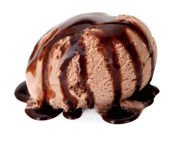 Ice cream with chocolate sauce. — Stock Photo, Image