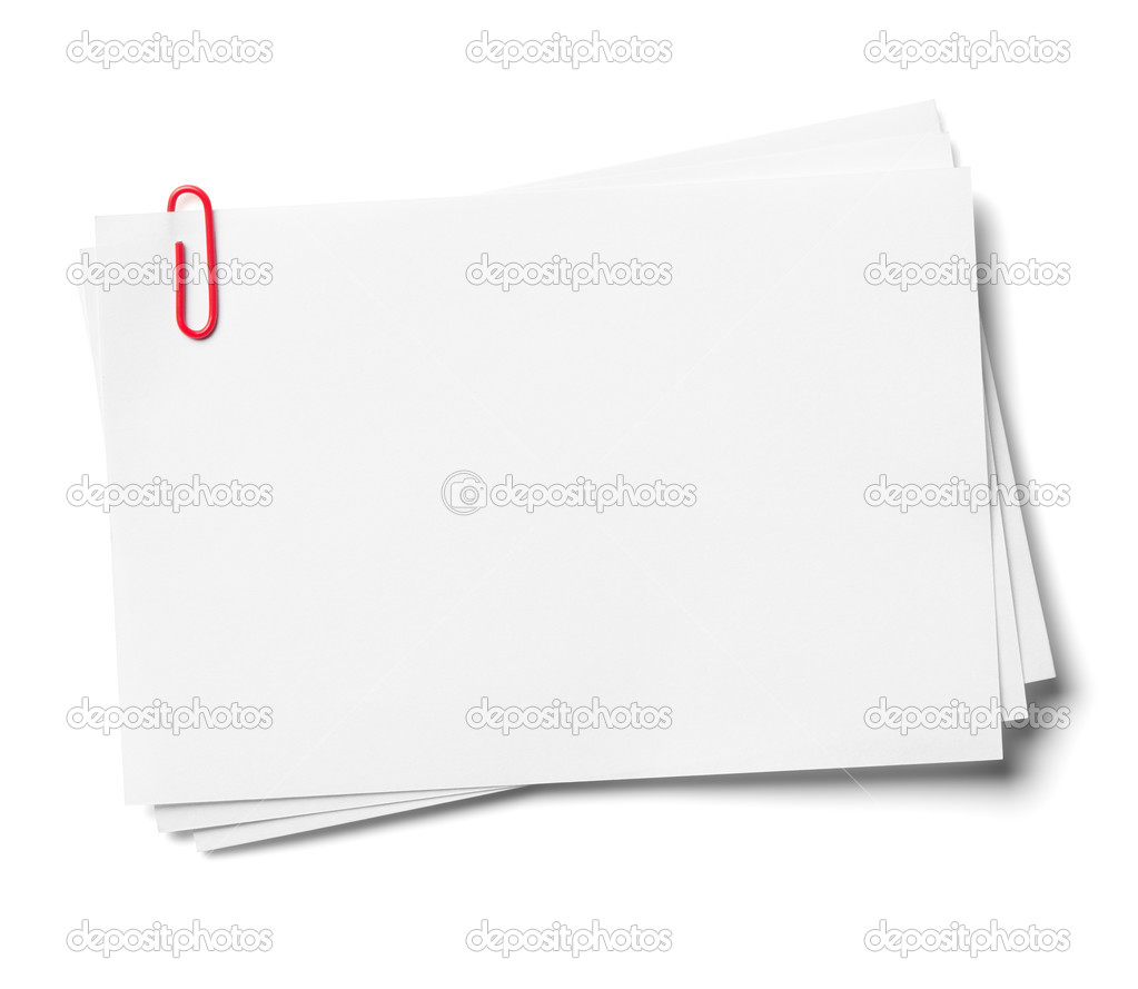 White note papers with red clip.