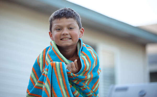 Tween Boy in a towel