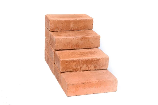 Red Bricks Isolated White Background Solid Clay Bricks Used Construction — Stock Photo, Image