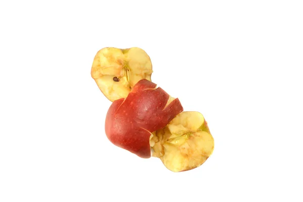 Зламане Червоне Яблуко Ізольоване Білому Тлі — стокове фото