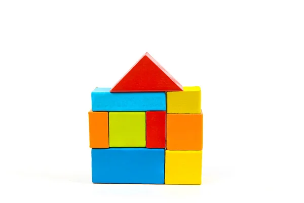 Toys Blocks Multicolor Wooden Bricks Children Colorful Building Game Pieces —  Fotos de Stock