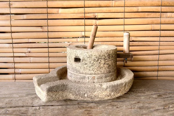 Old Antique Stone Mortar Grinder Traditional Rice Grinder Grinder Mortar — Fotografia de Stock