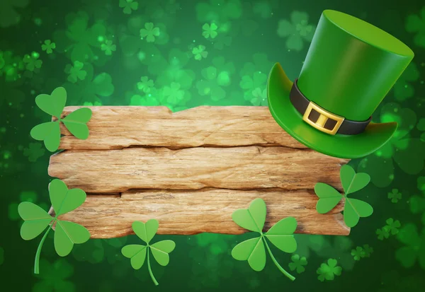 Happy Patrick Day Background Banner Greeting Card Wooden Background Clover Royalty Free Stock Images