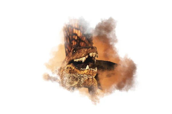 Dinosauro Dimetrodon Sfondo Fumo — Foto Stock