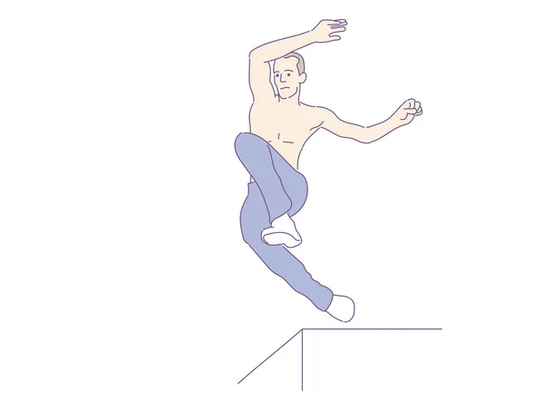 在摩天大楼上自由落体的极限运动 — 图库矢量图片