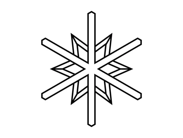 Sněhová Vločka Zima Černá Izolovaná Ikona Silueta — Stockový vektor