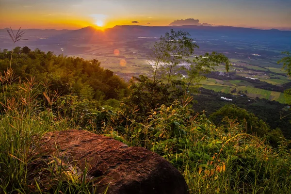 Puesta Sol Paisaje Las Montañas Tailandia — Foto de Stock