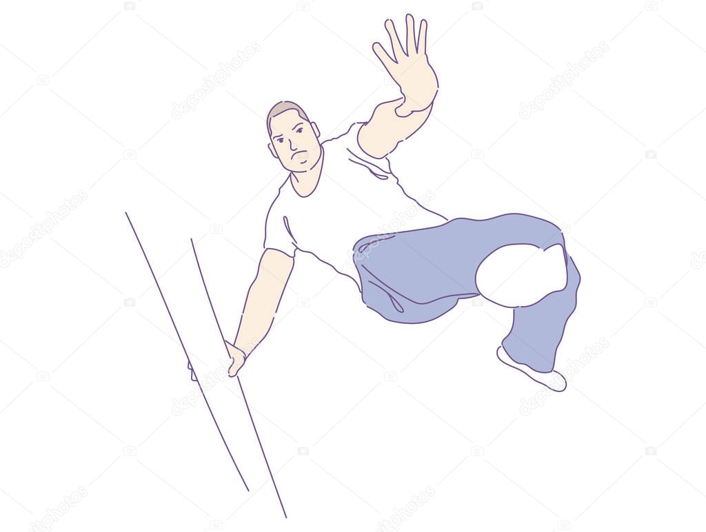 FreeRunning Extreme sport  jumping on skyscrapers free running vector.