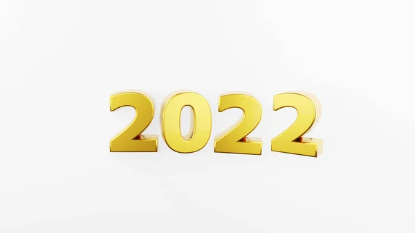 2022年金字 白色背景分离 祝2022年新年快乐 用于广告的示例 3D渲染 — 图库照片