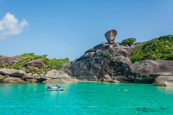 Beautiful Landscape People Rock Symbol Similan Islands Blue Sky Cloud — Stock Photo, Image