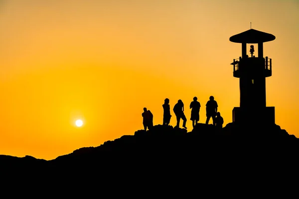 Khao Lak Light Beacon Belo Pôr Sol Nang Thong Beach — Fotografia de Stock