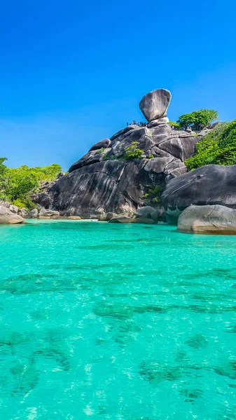 Beautiful Landscape People Rock Symbol Similan Islands Blue Sky Cloud — Stock Photo, Image