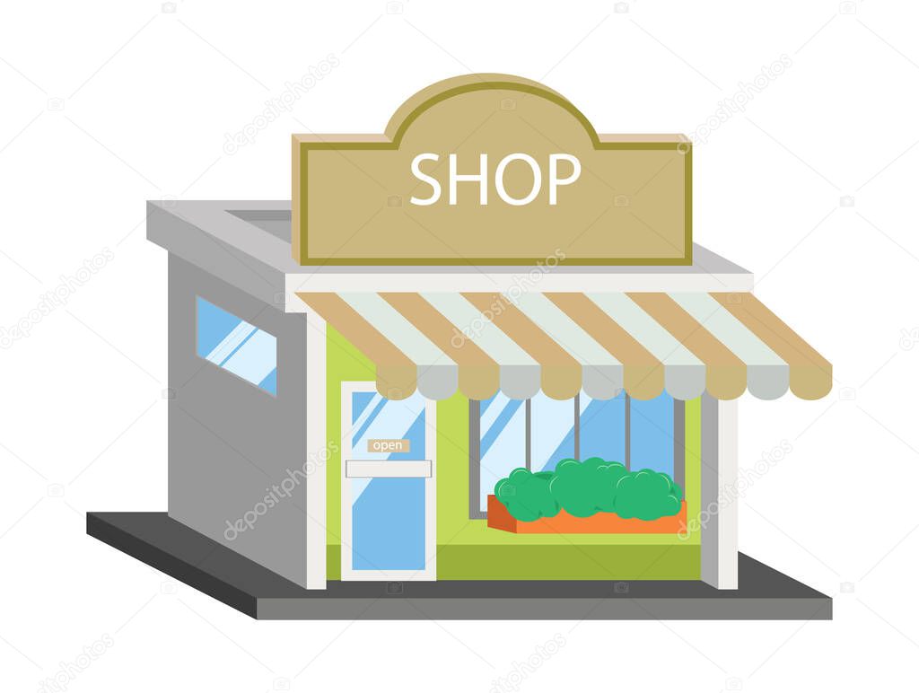 Shop building  flat decorative icons isolated vector illustration 
