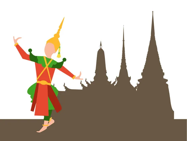 Homme Tenue Danseuse Thaïlandaise Danse — Image vectorielle