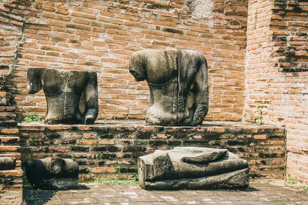 Thailand Ruínas Antiguidades Parque Histórico Ayutthaya Turistas Todo Mundo Buda — Fotografia de Stock