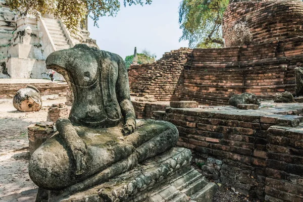 Thailand Ruínas Antiguidades Parque Histórico Ayutthaya Turistas Todo Mundo Buda — Fotografia de Stock