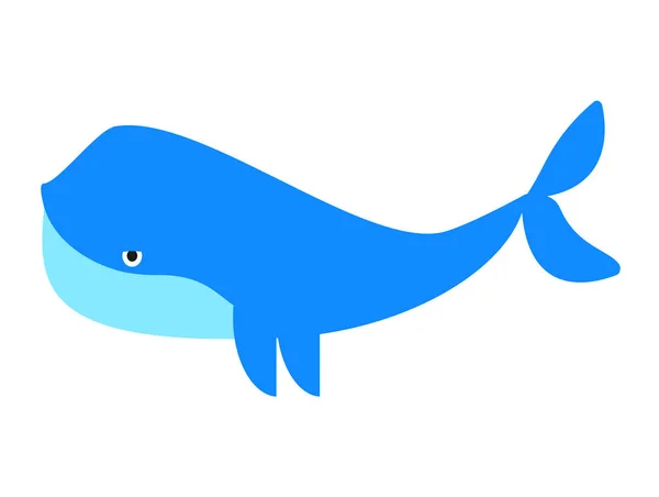 Modrá Roztomilá Velryba Izolované Mořské Zvíře Vektorové Ilustrace — Stockový vektor