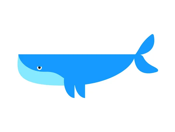 Blue Cute Whale Isolated Marine Animal Vector Illustration — Stock Vector