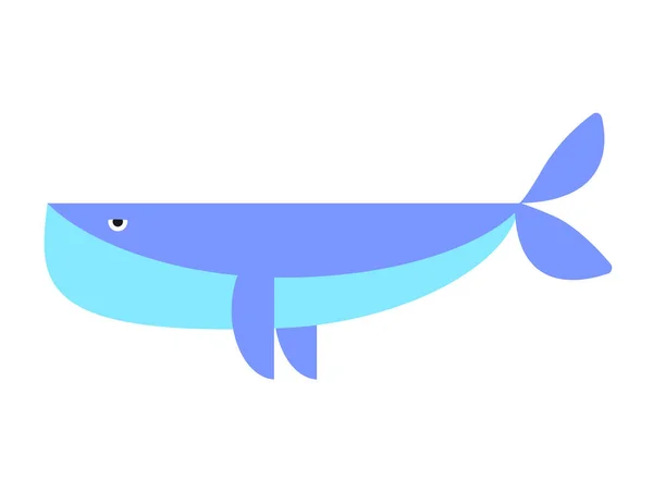 Modrá Roztomilá Velryba Izolované Mořské Zvíře Vektorové Ilustrace — Stockový vektor