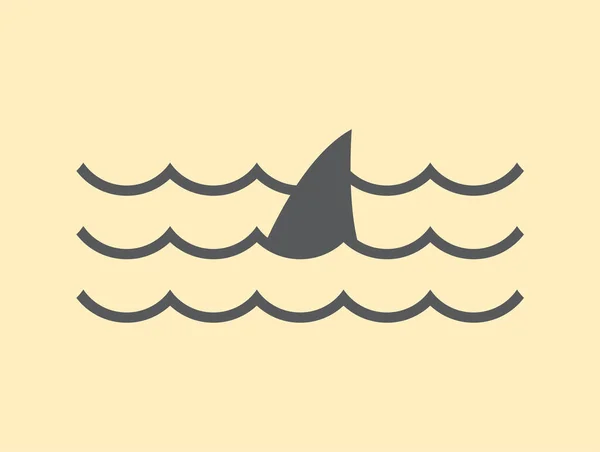 Wasserwelle Mit Hai Symbol Vektor Symbol — Stockvektor