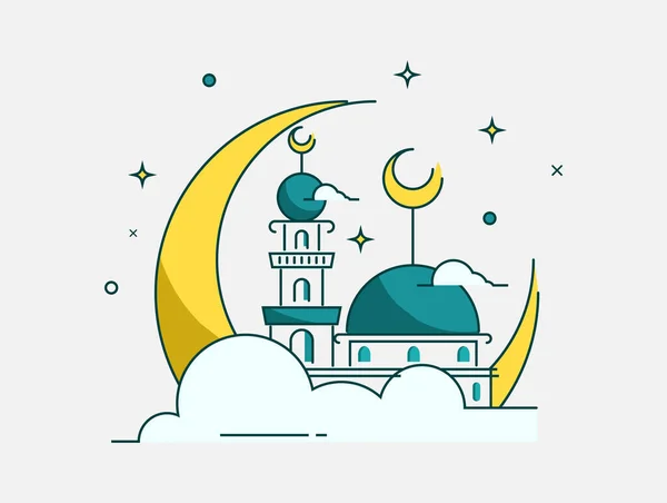 Crescent Moon Mosque Design Elements Muslim Islamic — Stockvector