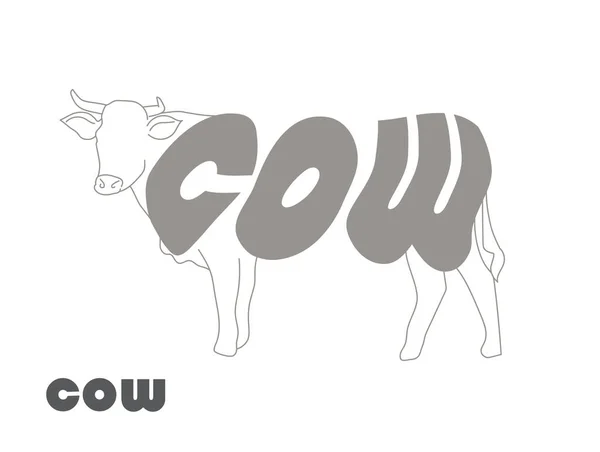 单词形式Cow世界艺术孤立 — 图库矢量图片