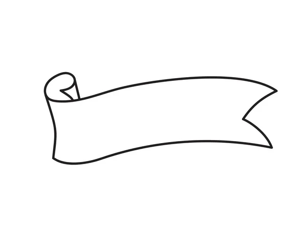 Stuha Banner Vektor Obrys Vinobraní Styl Pásky Ručně Kreslené — Stockový vektor
