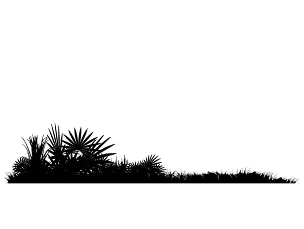 Grass Silhouette Landscape Banners Wavy Meadows Grass — Stock Vector