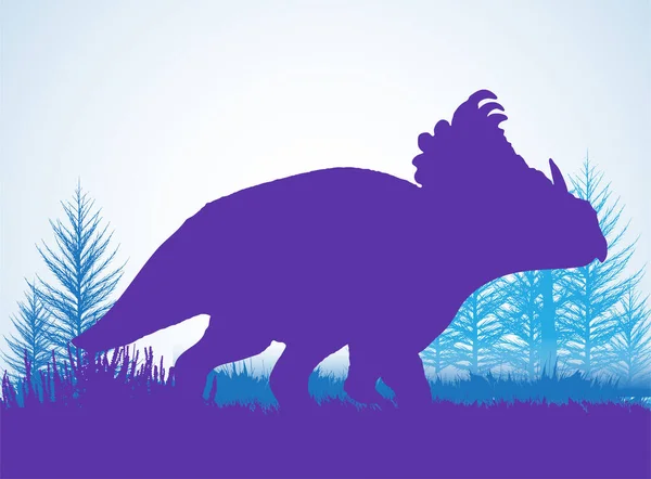 Sinoceratops Dinosaurs Silhouettes Prehistoric Environment Overlapping Layers Decorative Background Banner — 图库矢量图片