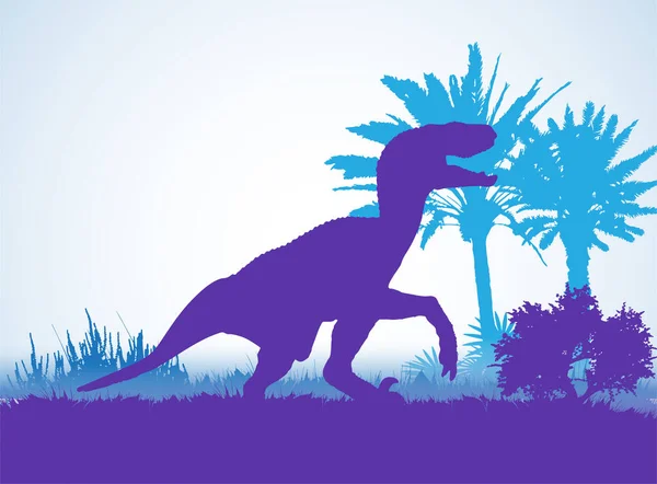 Velociraptor; Dinosaurs silhouettes in prehistoric environment overlapping layers; decorative background banner abstract vector illustration