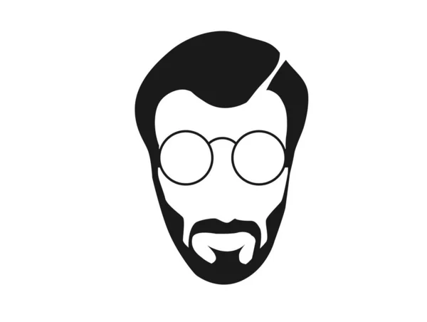 Bärtige Hipster Gesicht Schwarze Silhouette Vektorillustration — Stockvektor