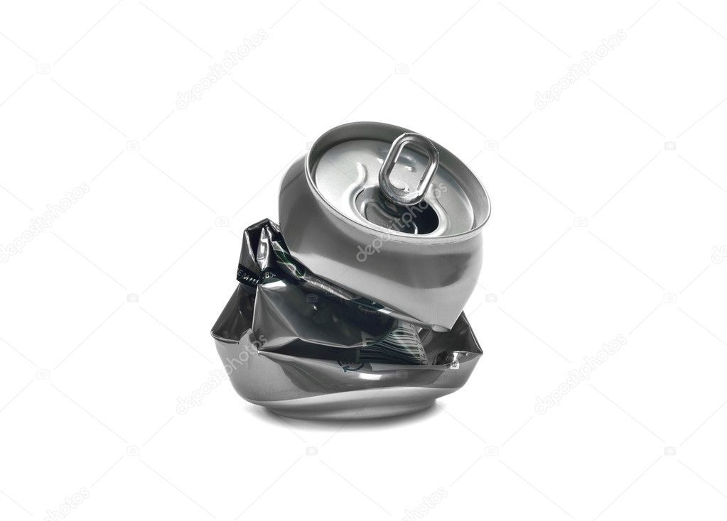 Crashed beer can