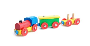 Tahta Oyuncak Tren Beyazın Üzerinde